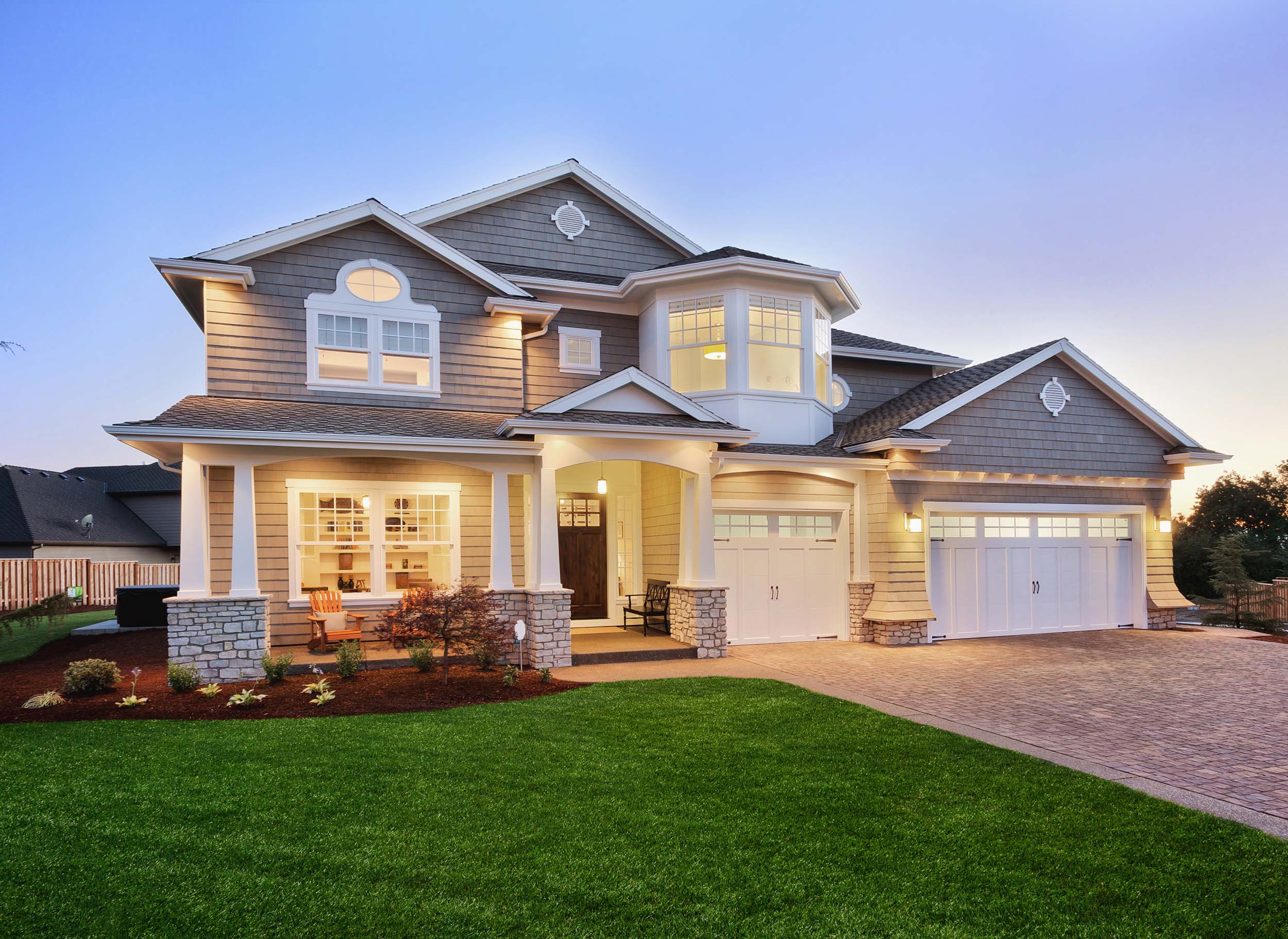 Artificial Grass Lawn at Dusk